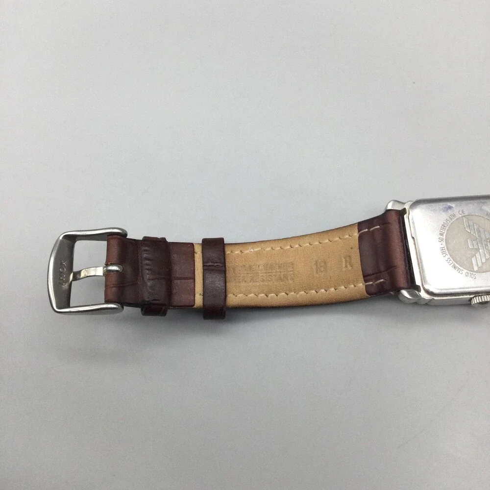 Emporio Armani Womens Watch 24mm Beige Dial Brown Leather AR2004 New Battery